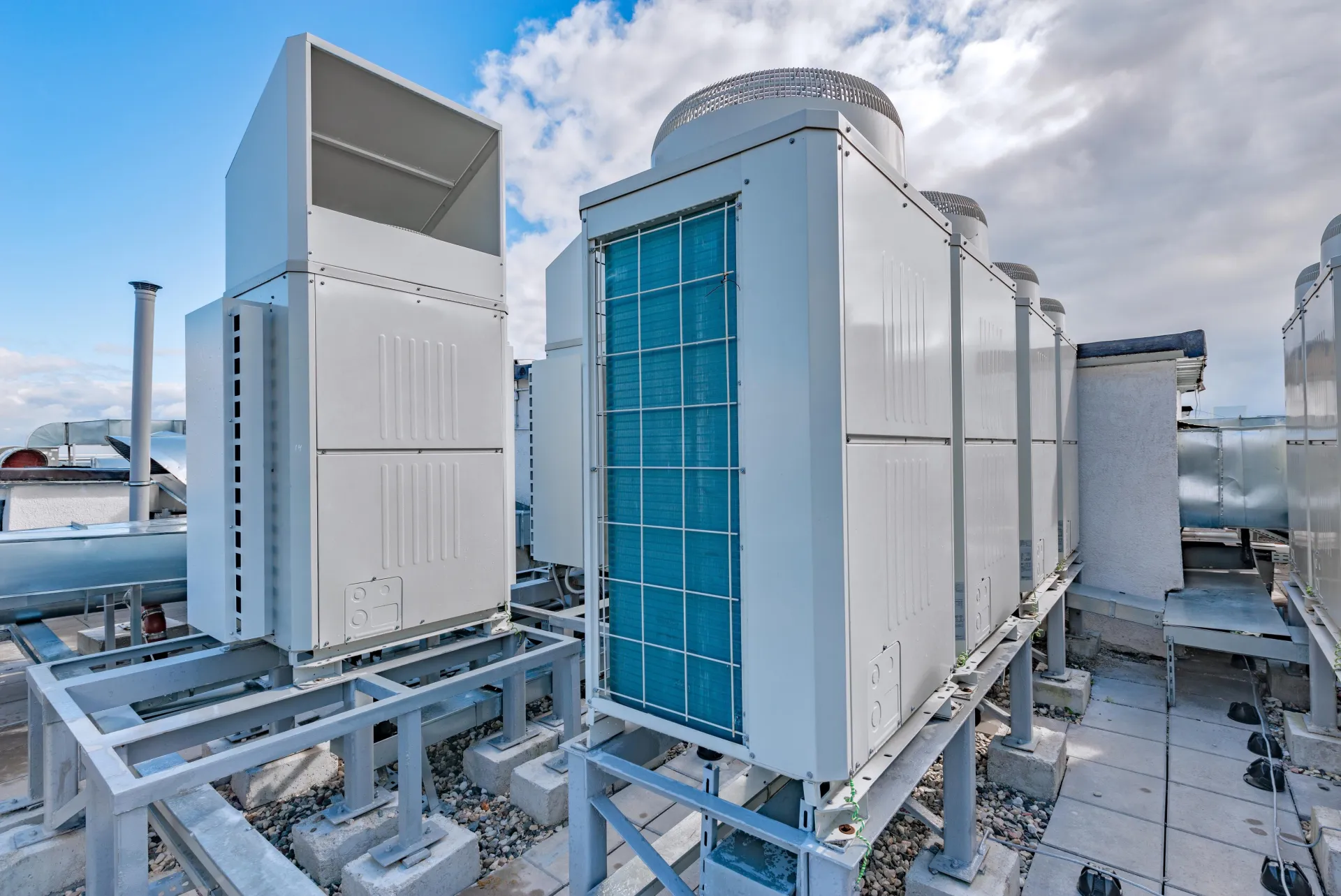 Commercial HVAC cooling system in modern building